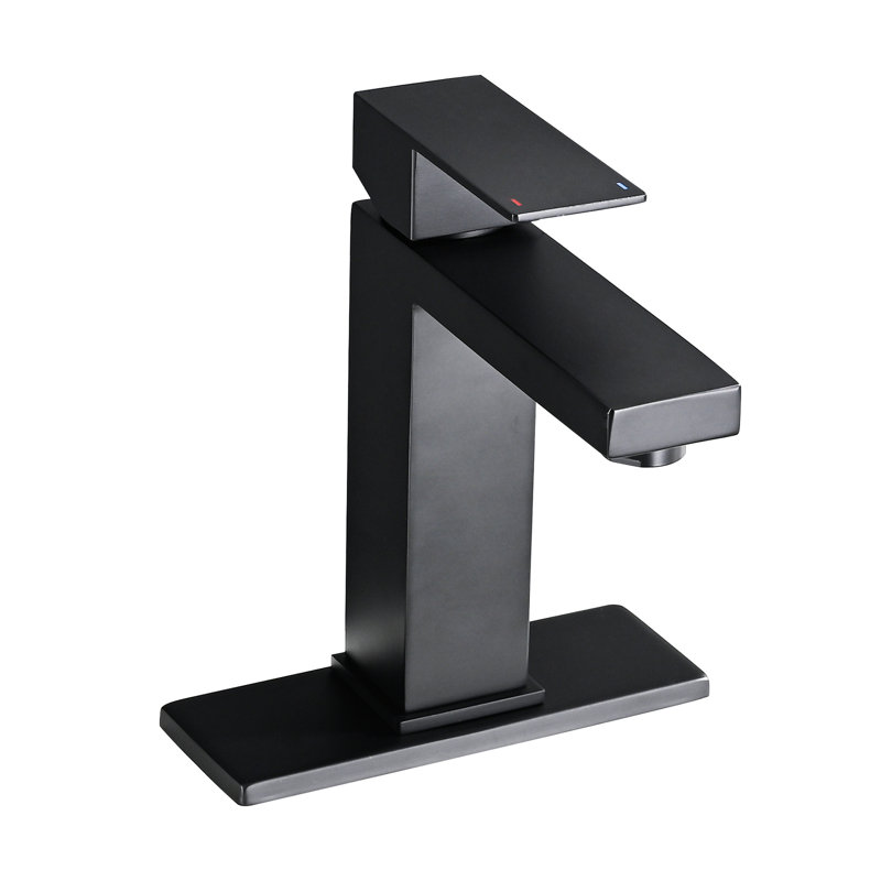 1 Hole Bathroom Sink Faucet, Stainless Steel, Matte Black, With And Drain Assembly For Renovation Project 3, Matte Black