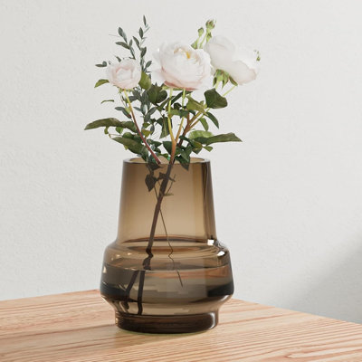 7.3" Tall Amber Glass Bud Flower Vase