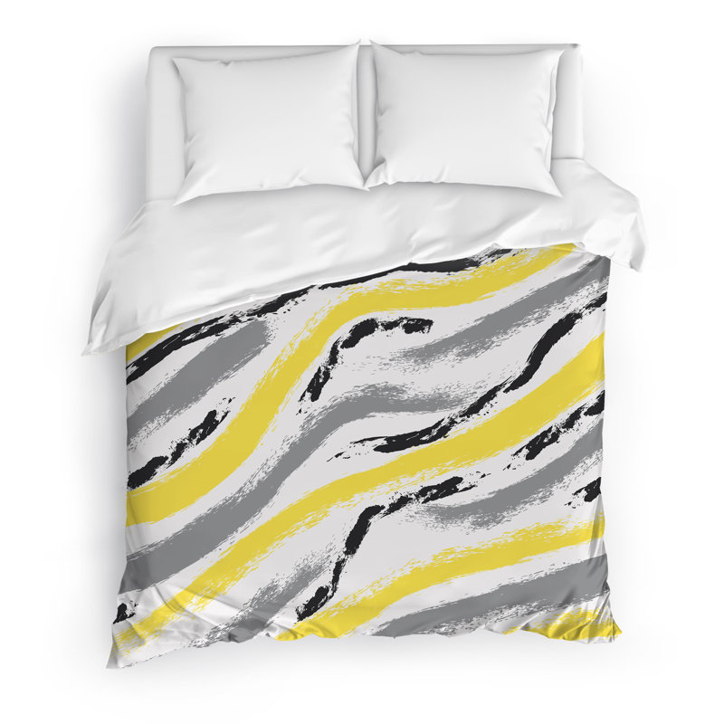 Minimal Brush Polyester Twill Abstract Duvet Cover, Twin Duvet Cover + 1 Pillow Case