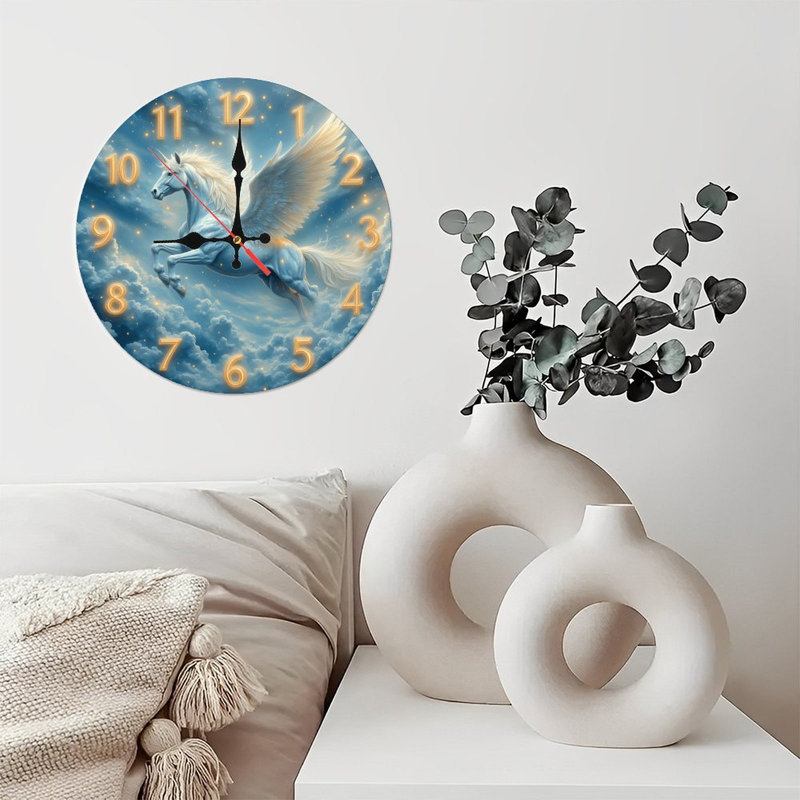 Horloge murale à licorne bleue