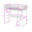 Lit mezzanine en métal avec lumières DEL, bureau intégré, tablettes et garde-corps-1083336853