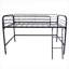 Lit plateforme mezzanine simple à faible encombrement, structure solide en métal noir foncé pour les petites chambres