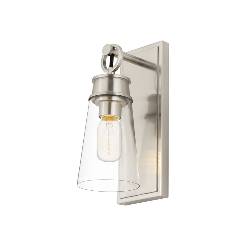 Bertina Armed Sconce, Brushed Nickel, 12" H x 4.5" W x 6" D