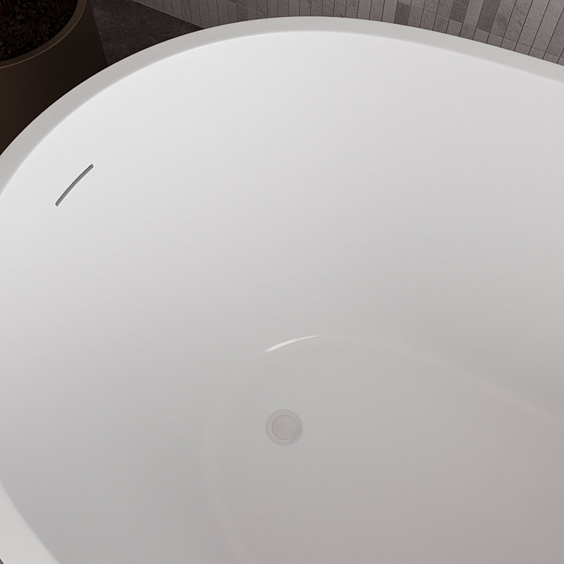 55" Streamline Soaking Glossy White Freestanding Tub With Internal Drain, Glossy White