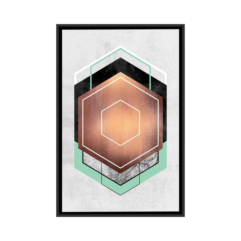 «Hexagon Abstract», impression sur toile tendue, Pas de tapis, Toile avec cadre noir, H 48 po x l 32 po x P 1,5 po