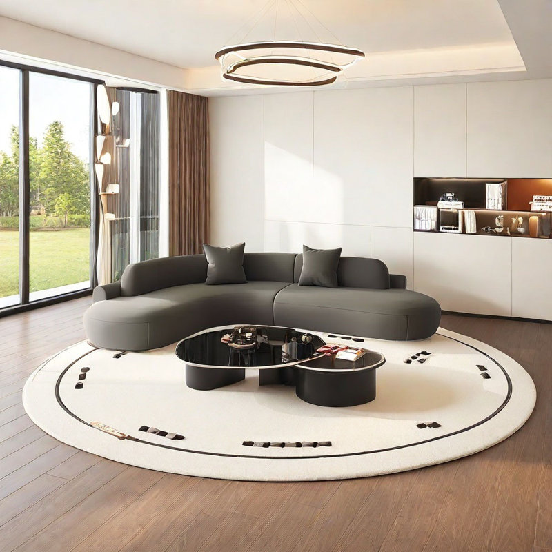 Canapé de coin incurvé, H 27,56 po x l 133,86 po x P 86,61 po, 6