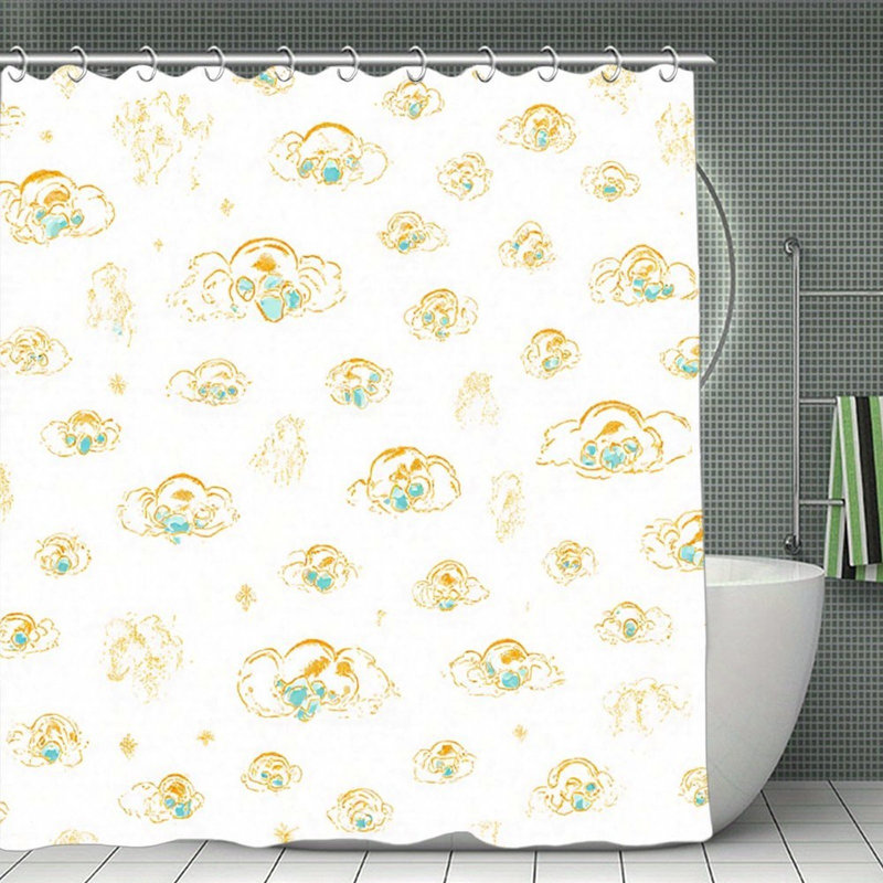 Mignon rideau de douche à imprimé nuage pour salle de bain, 71 × 71