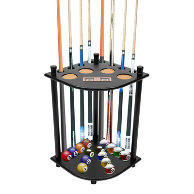 OUKANING 8-Hole Wood Professional Grade Pool Cue Rack