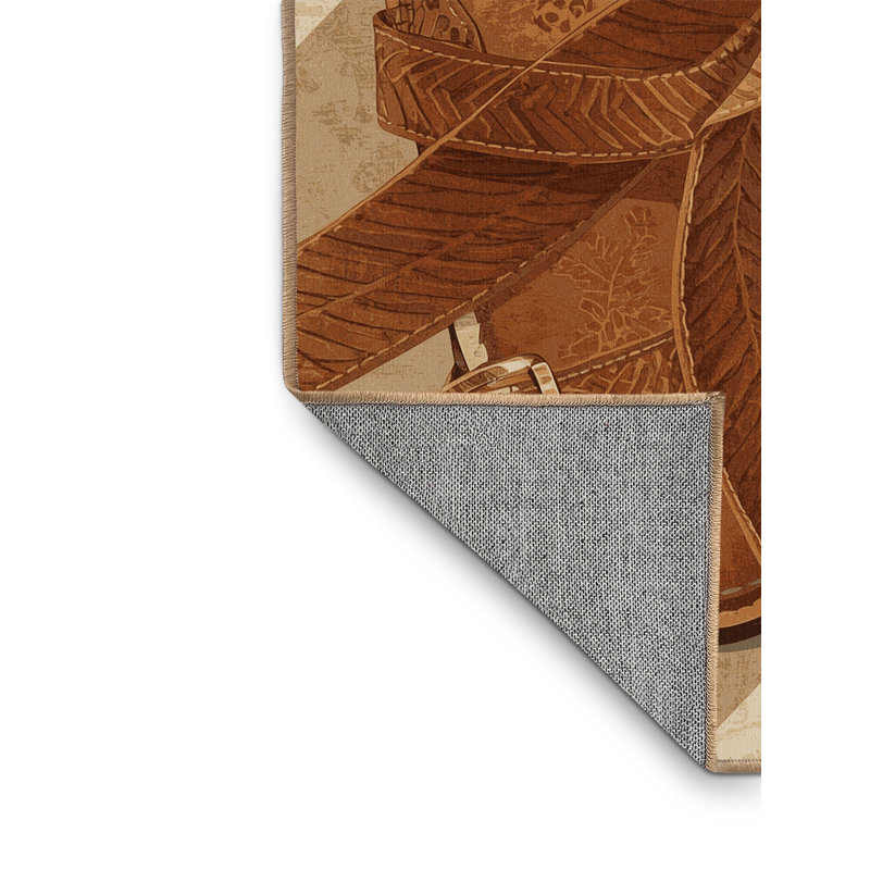 Machine Washable Brooksville Classic Oriental Rug in Brown – LightBrown Binding, 7x9