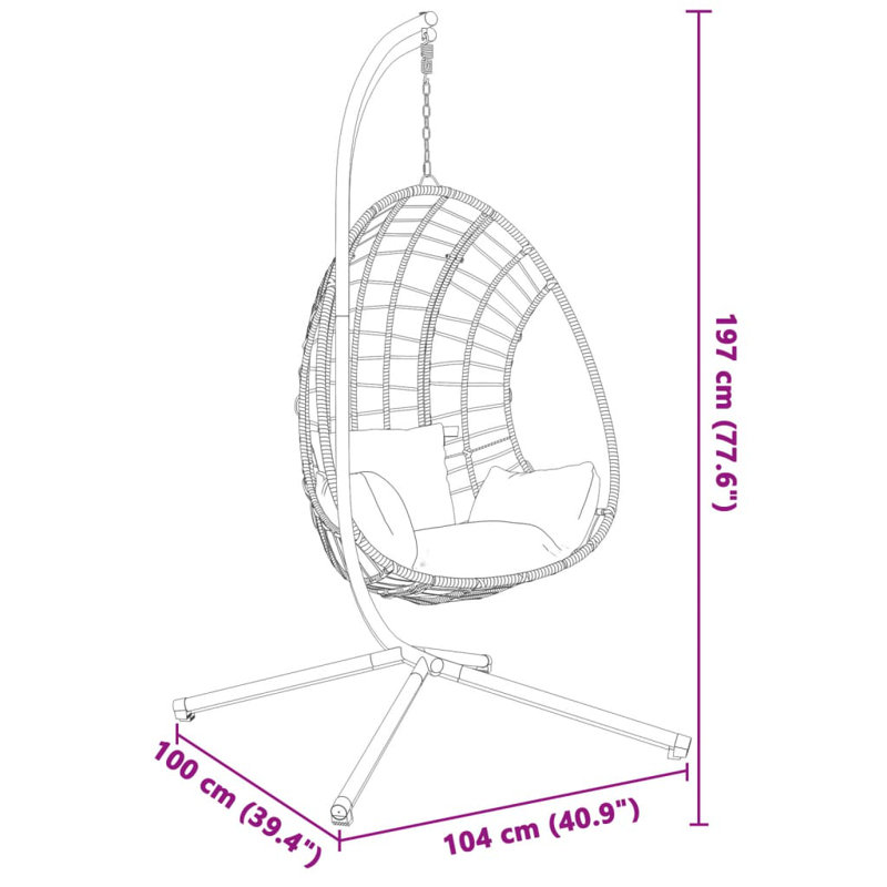  Hanging Egg Chair Stand Without Basket Black Steel