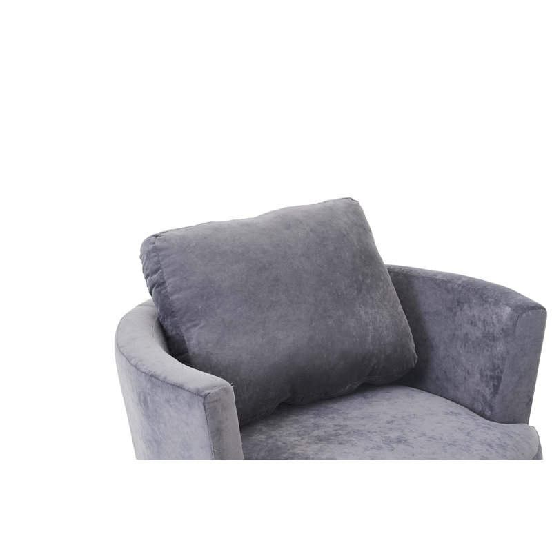 Fauteuil demi-tonneau Lindall, Velours gris velours