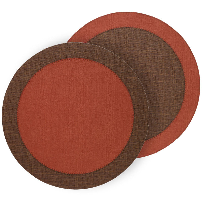 Halo Vinyl Round Placemat, Paprika/Chocolate
