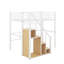 Lit mezzanine simple en métal avec escalier de rangement et garde-robe-111198812