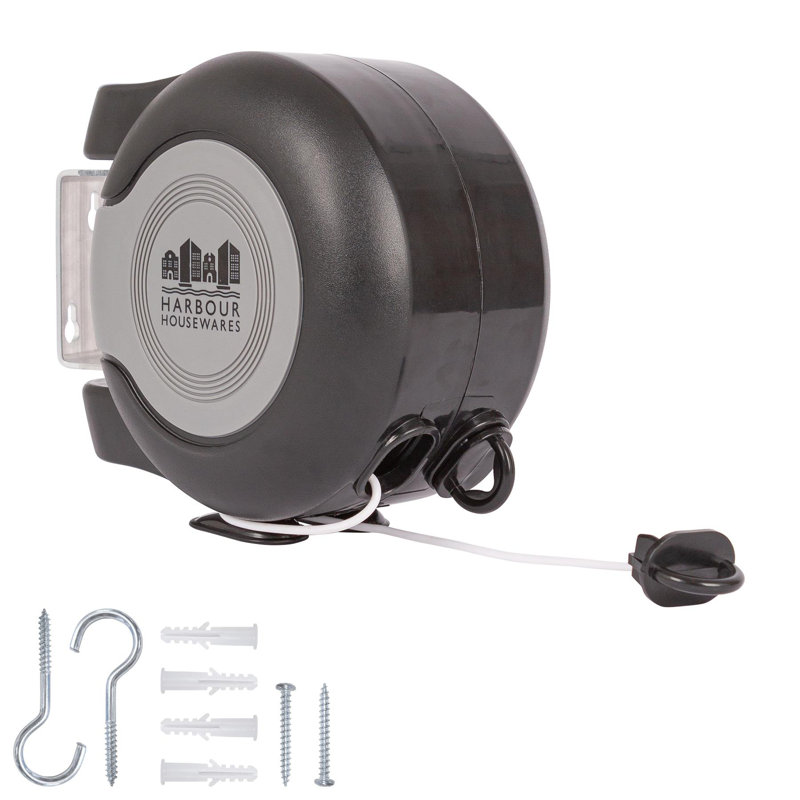 Plastic Retractable Clothesline, Black