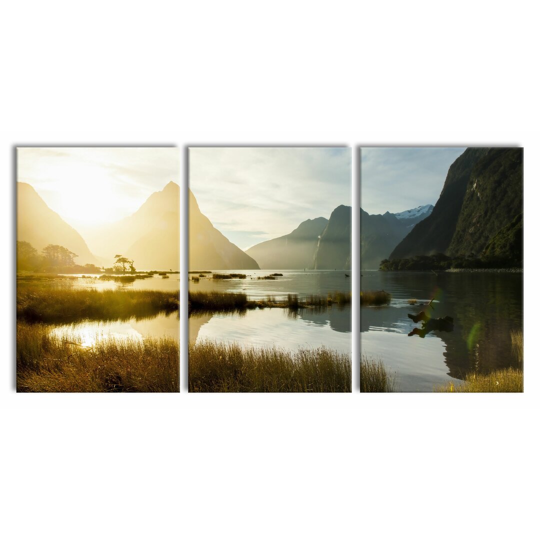 Milford Sound, Neuseeland - Fotodruck auf Leinwand mit 3 Teilen