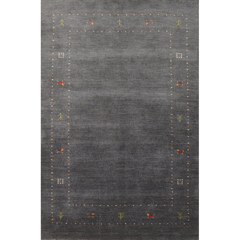 Tapis oriental fait à la main gris Gabbeh 4 x 6