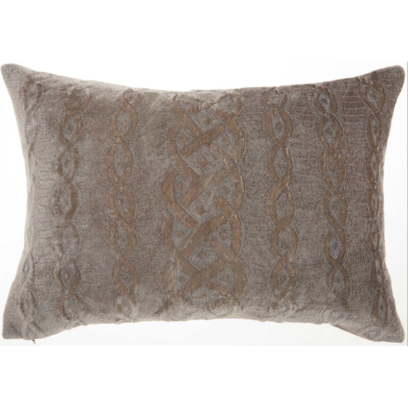  Geometric Aqua Blue/Beige Lumbar Pillow, Charcoal