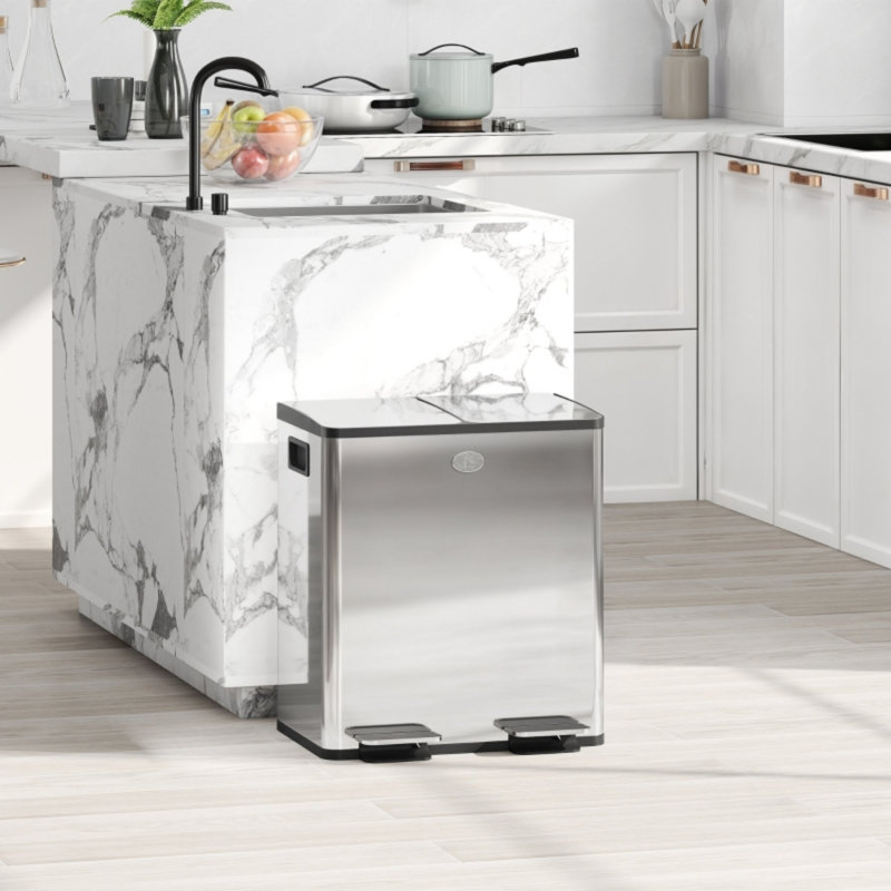 Stainless Steel Kitchen Trash Can, Silver