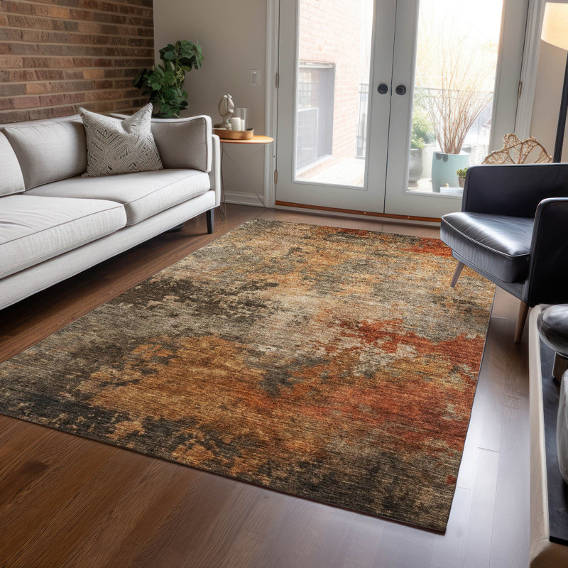 Machine Washable Indoor/Outdoor Cicel ACN1216 Khaki Rug, Rectangle 3' x 5'