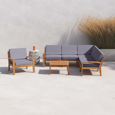 Ensemble de conversation modulaire de patio pour 5 personnes avec coussins Acacia