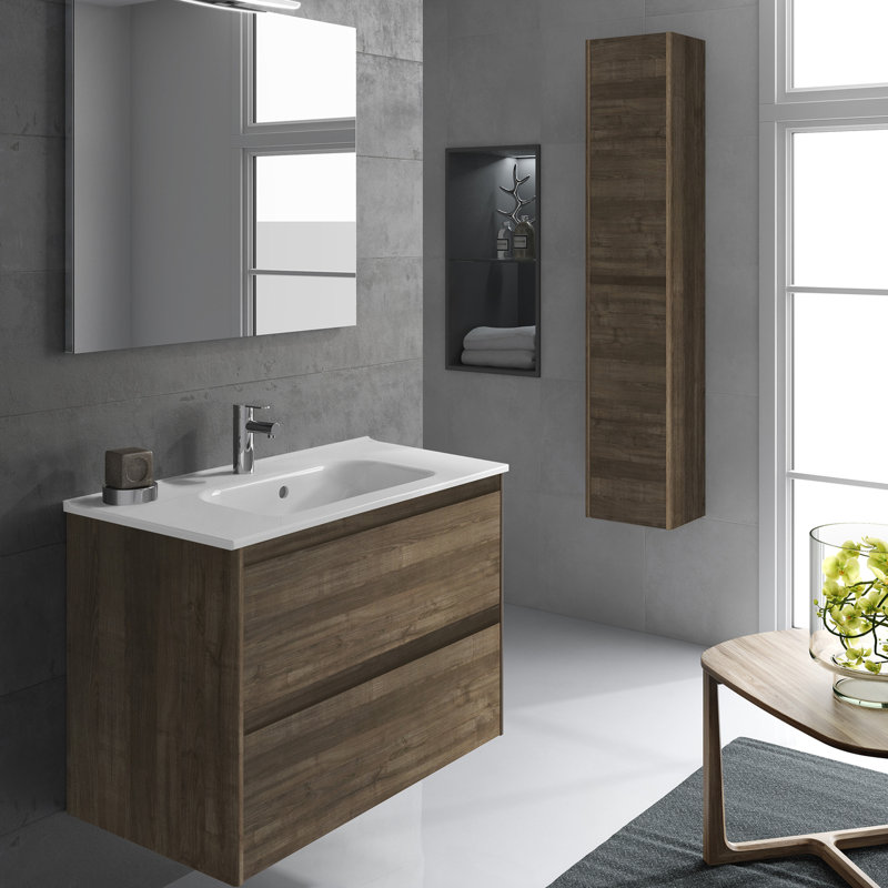 Ambra 39.6'' W Single Vanity, 23.8", Gloss White