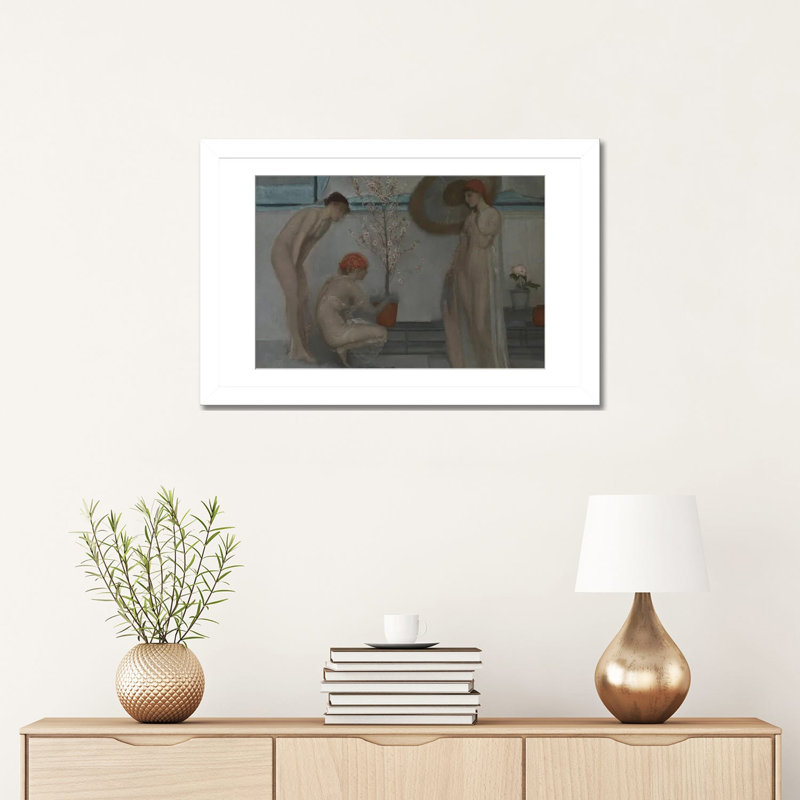 Trois chiffres roses et gris - reproduction d'art murale - papier d'art encadré, 16 po x 24 po, Papier encadré, Blanc