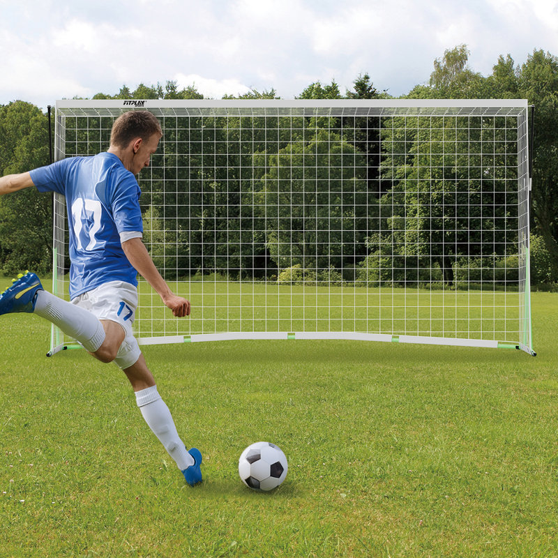 But de soccer 12 pi x 6 pi pour l'entraînement dans la cour arrière, filet de soccer portatif pleine grandeur avec cadre en X robuste et sac de transport