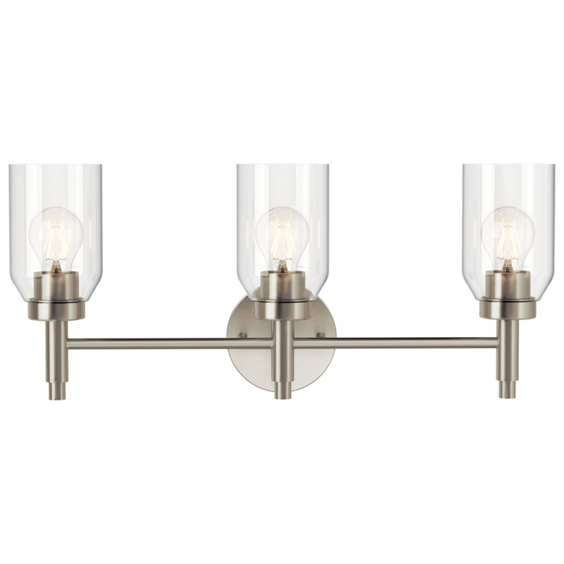 Éclairage de salle de bain 3 lumières à intensité variable Clairessa, Nickel brossé