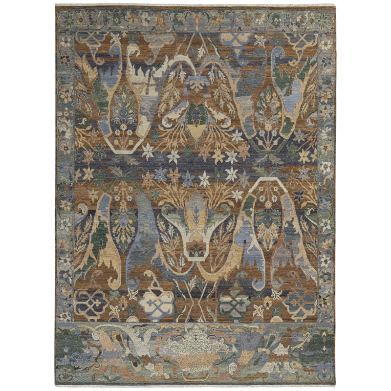 Tapis floral et botanique transitionnel Rapsody, Rectangle 7 pi 9 po x 9 pi 9 po