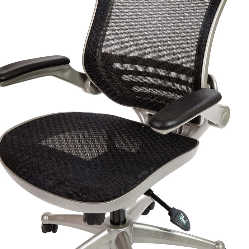 Mid-Back Mesh Executive Office Chair with Flip-Up Arms, Silver
