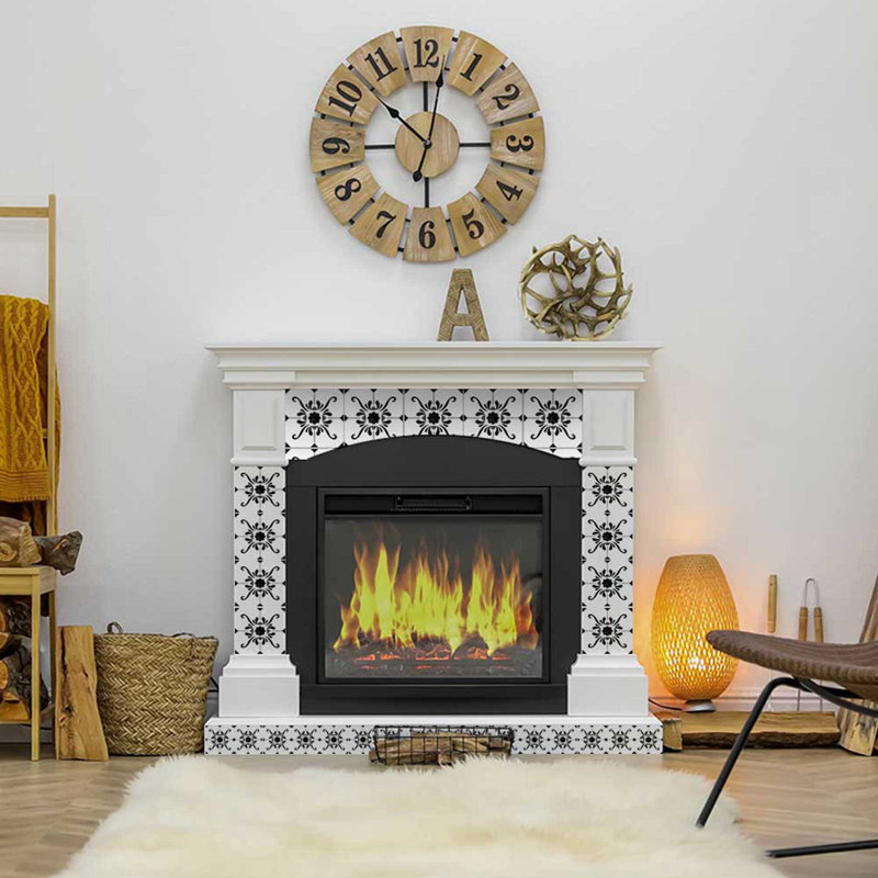 Black and White Vinyl Arabesque Peel and Stick Mosaic Tiles, 12x12