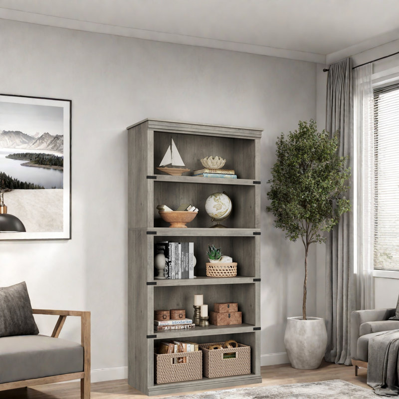 5-shelf Bookcase, Gray