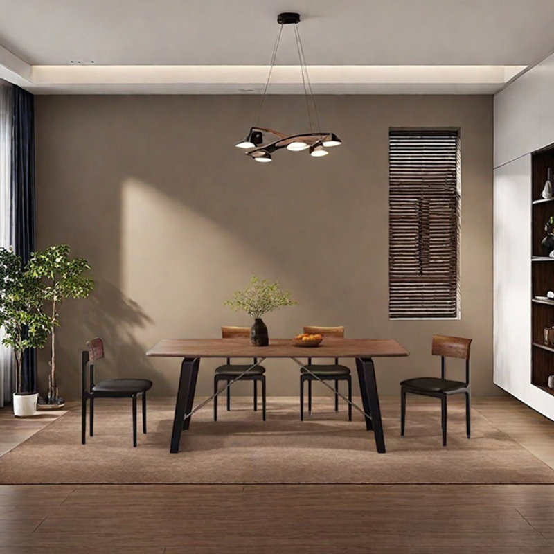 Ensemble de table de salle à manger en bois fritté et en bois massif, H 29,53 po x L 62,99 po x l 31,5 po