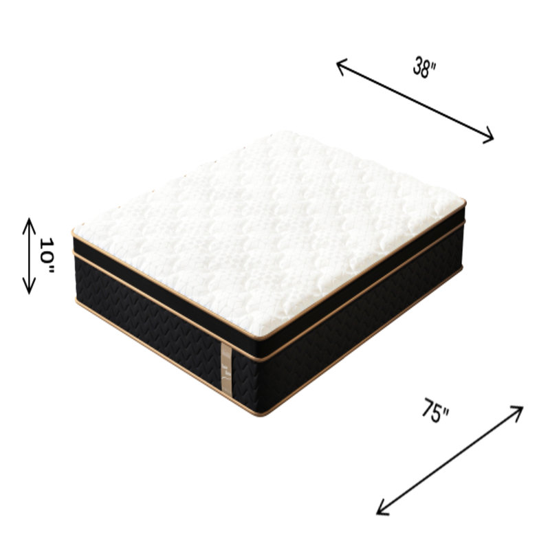 Lit simple de luxe en mousse à mémoire de forme de 10 pouces, ressorts ensachés individuels et matelas avec mousse de gel, ressort, isolement de mouvement, support de bord, idéal pour la chambre à coucher, style moderne