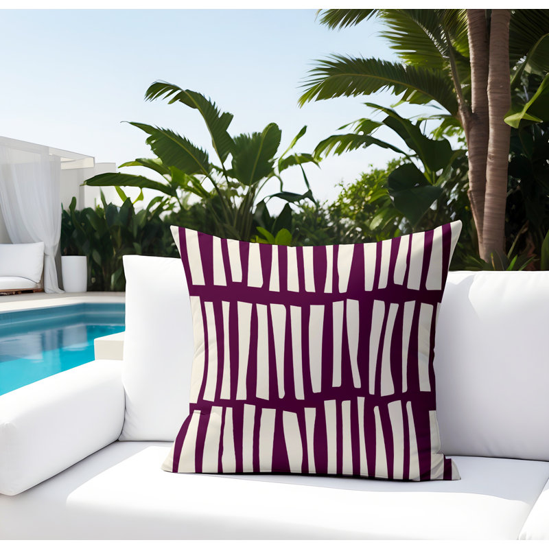 Coussin décoratif réversible Clayton, H 17 po x l 17 po, Pourpre / Blanc cassé