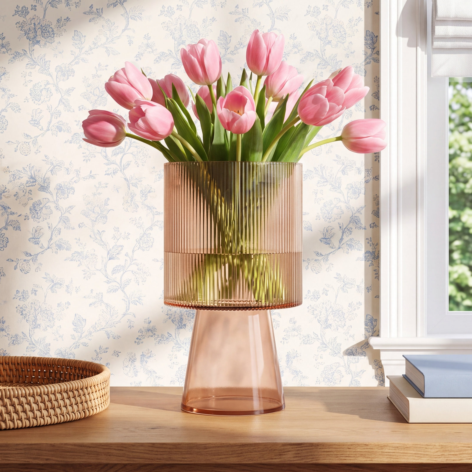 Brigida Handmade Glass Table Vase, 10" H x 5.75" W x 5.75" D