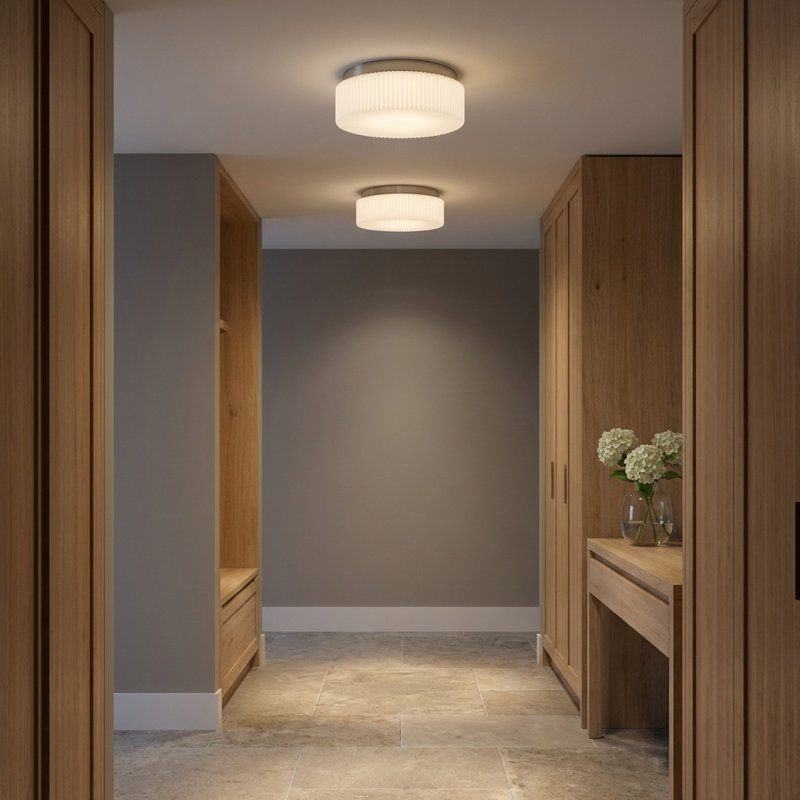 Plafonnier encastré 2 lumières Axira, Non, Nickel brossé