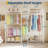 Portable Clothes Rack Sturdy L-Shaped Garment Organizer 70", Freestanding Corner Wardrobe Adjustable Shelves for Bedroom Apartment, White