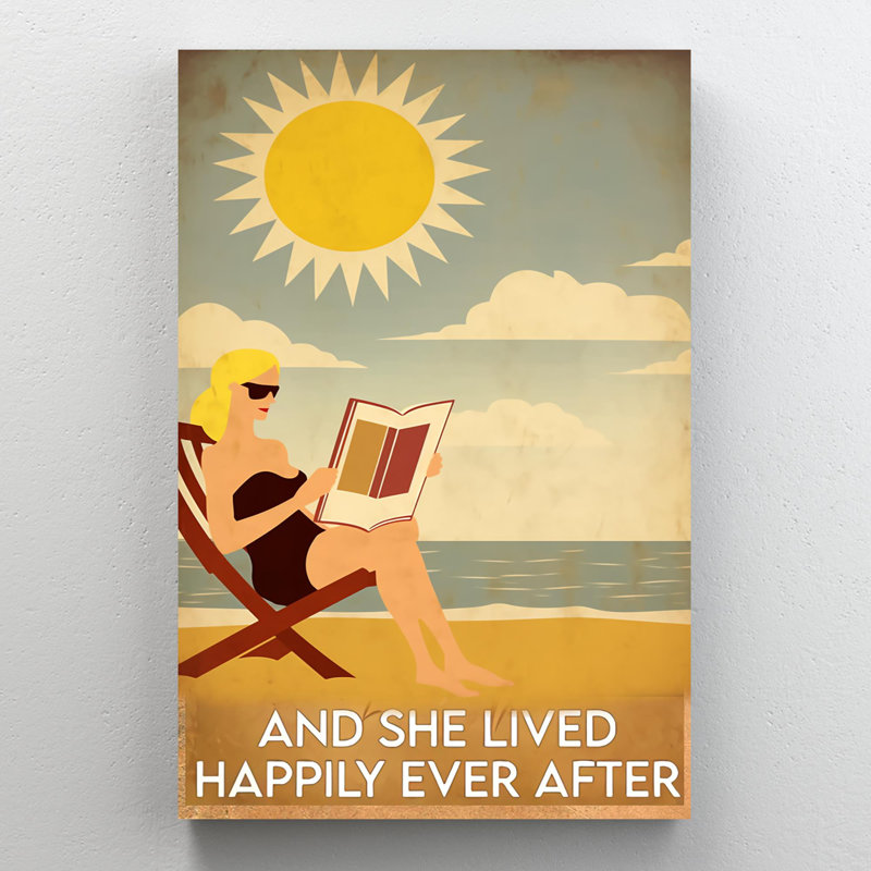 " Beach And She Lived Happily Ever After - 1 Piece Rectangle Graphic Art Print On Wrapped Canvas ", 36" H x 24" W x 1.25" D