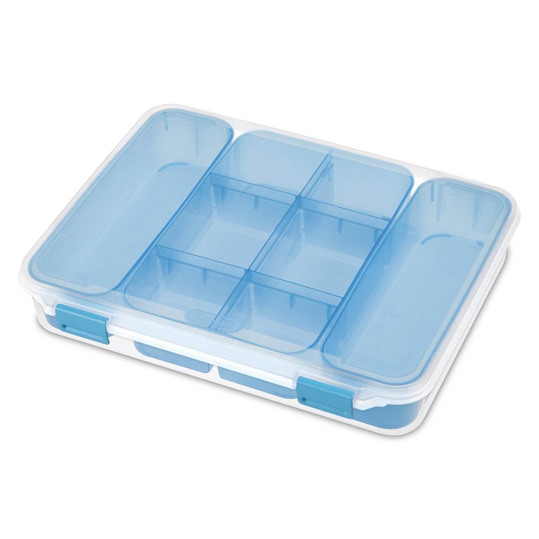 Sterilite Divided Case Stackable Plastic Small Storage Lidded Container (Set of 12) Sterilite Pack 