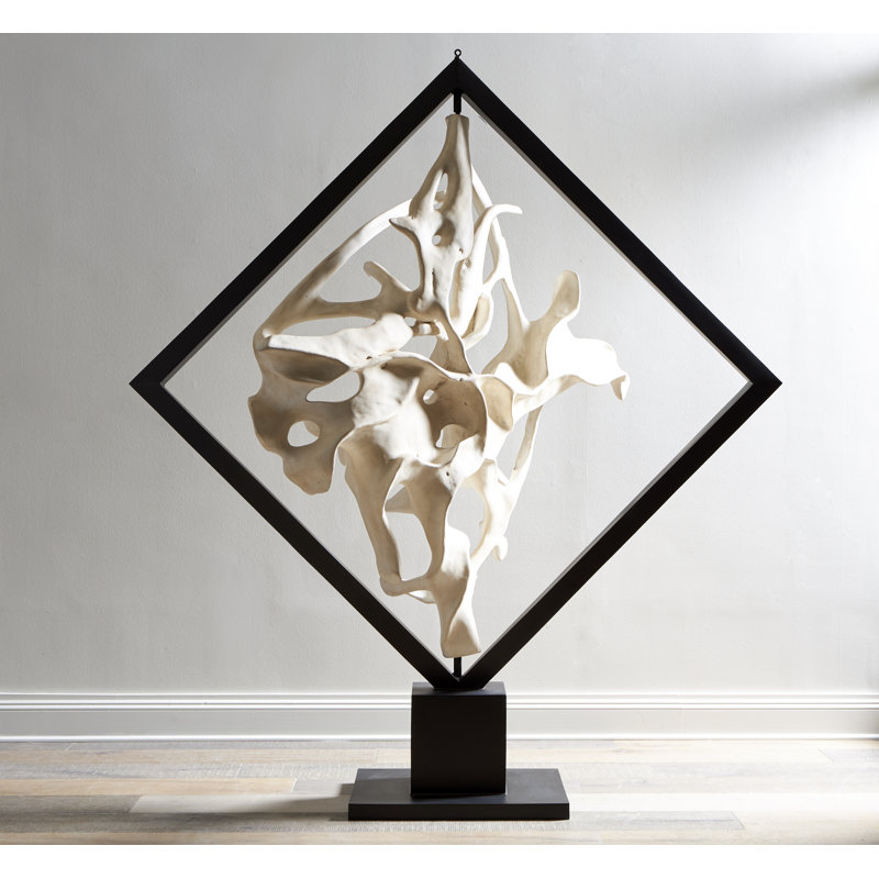 Cast Revolving Diamond Sculpture, Faux Bleached
