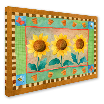 Asadulla 'Sunflowers' Graphic Art Print on Wrapped Canvas