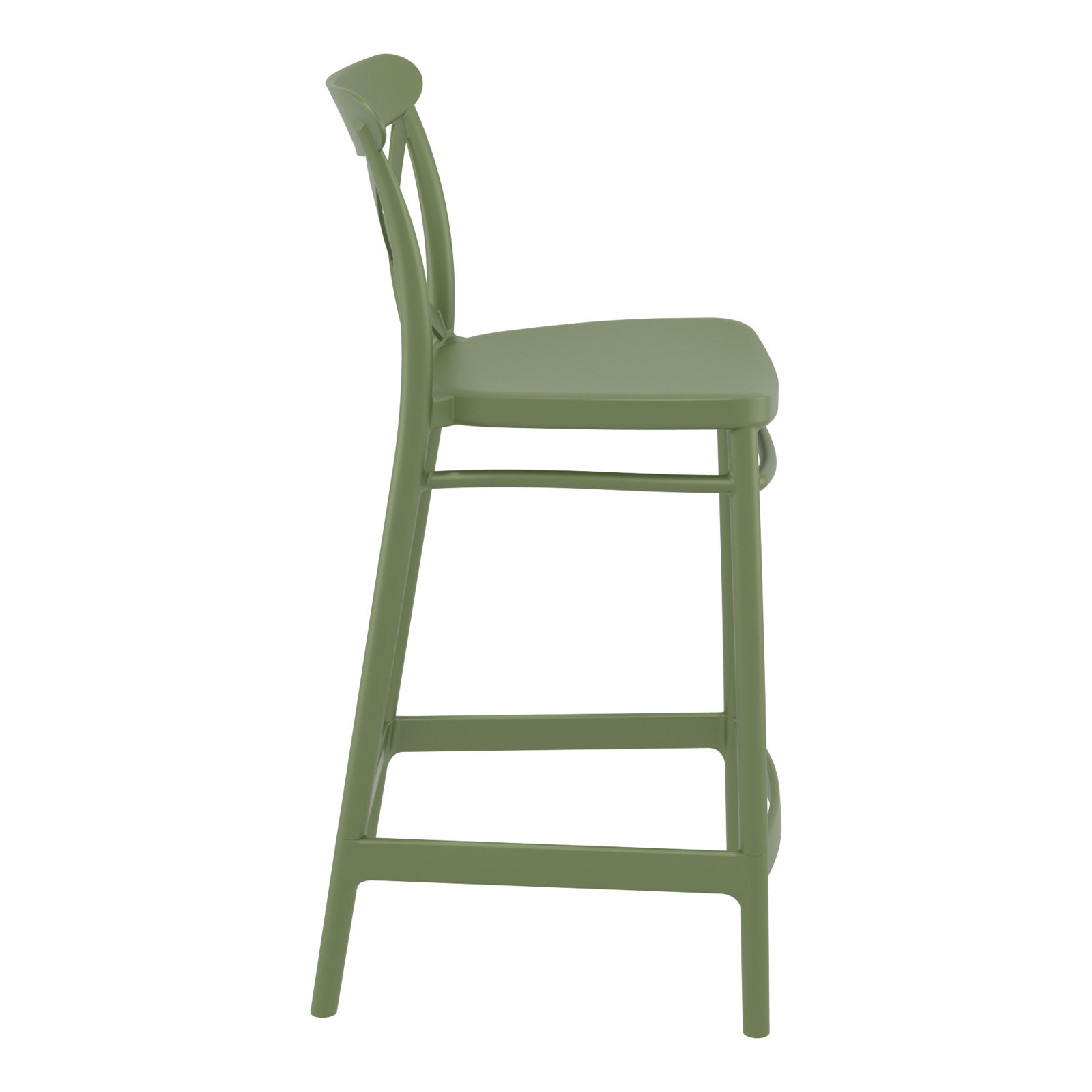 Bijou Outdoor Bar Stool, Olive Green, Counter Stool (25.6" Seat Height)