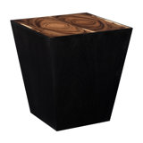 Trapezoid Solid Wood Block End Table
