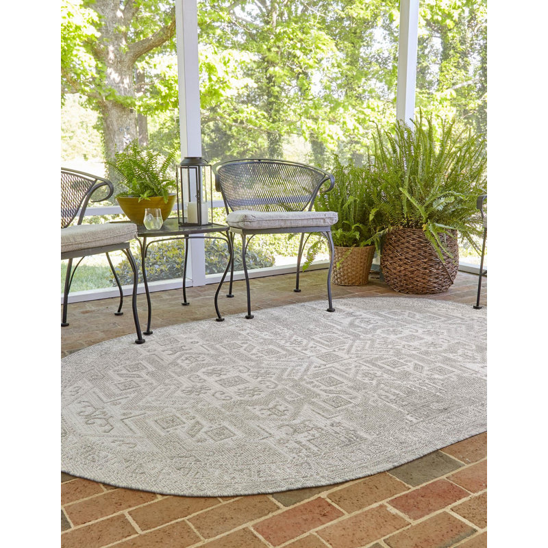 Tapis intérieur / extérieur naturel Arletha Southwestern, Ovale 3 pi 3 po x 5 pi 3 po