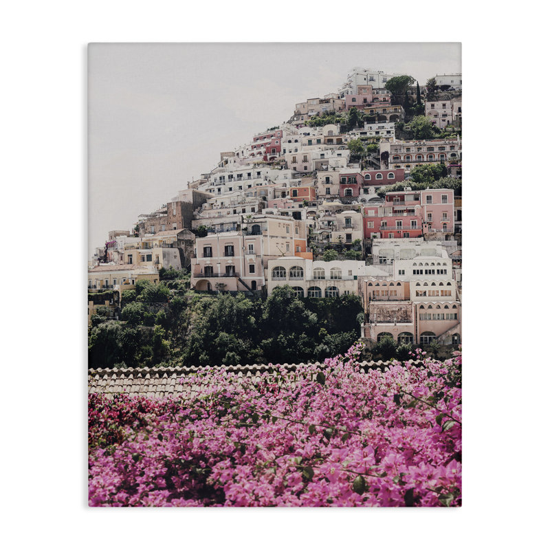 "Positano Town Architecture", art mural sur toile par Sissi et Seb, H 40 po x l 30 po