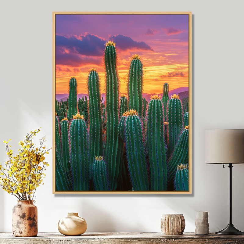 Marysia Cactus Garden at Sunset In Mexico II - Cactus, art mural, H 20 po x l 12 po, Impression encadrée sans passe-partout