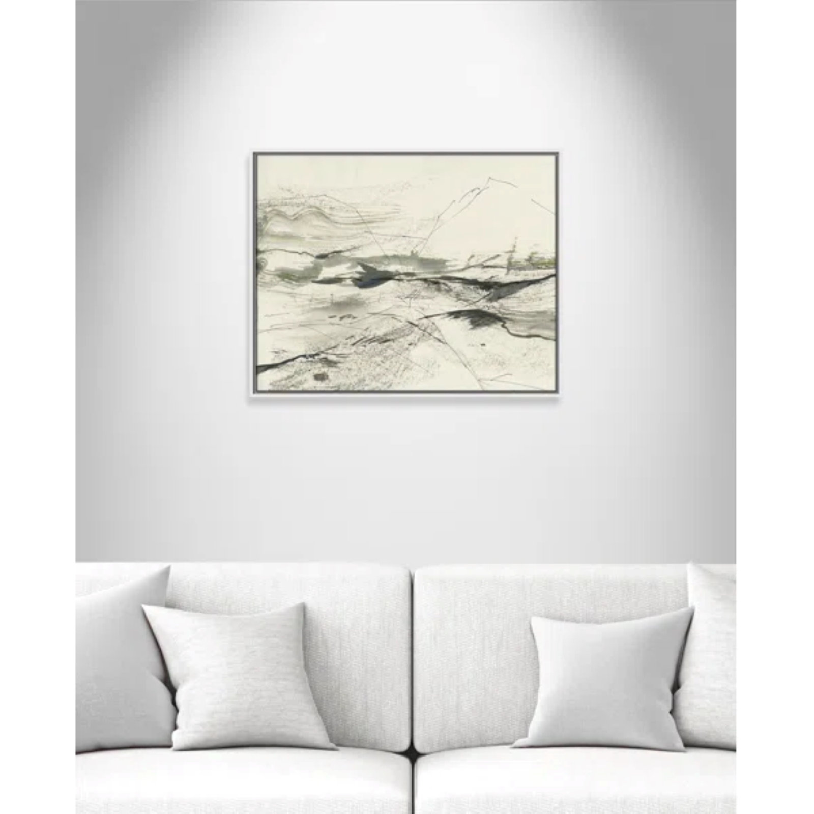 Green Sketches Print by PI Studio, 23.5" H x 29.5" W x 2" D, White Floater Framed, No Mat