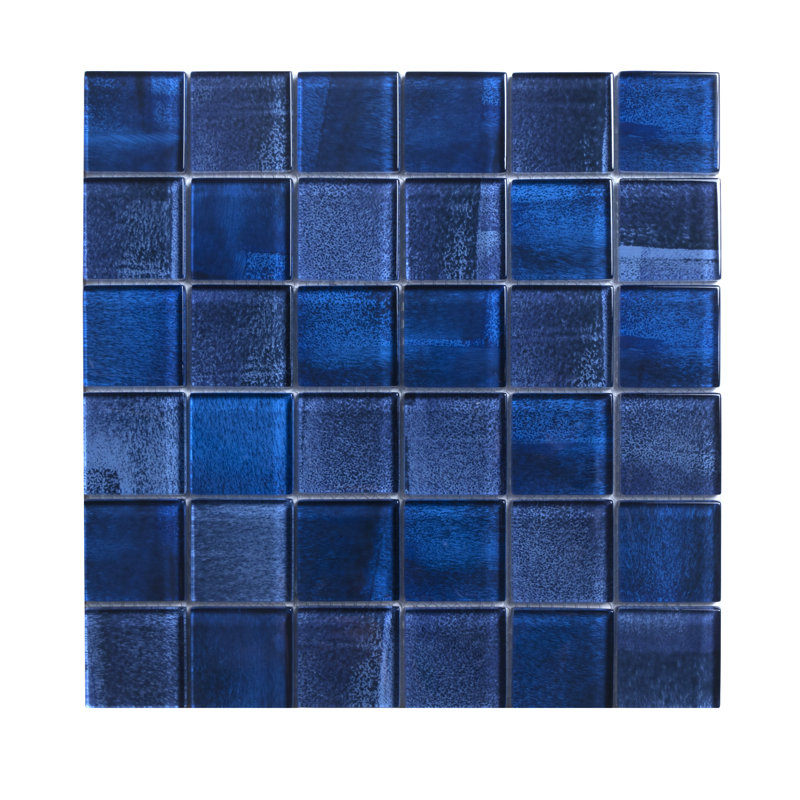 Swimming Pool 2" x 2" Straight Edge Glass Mosaic Tile, Deep Sea Blue