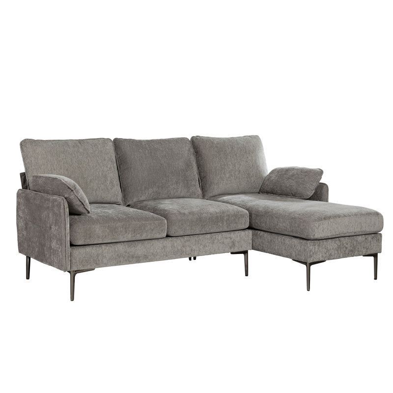 Canapé et méridienne réversible en chenille de 80,5 po Schutte, Gris chenille